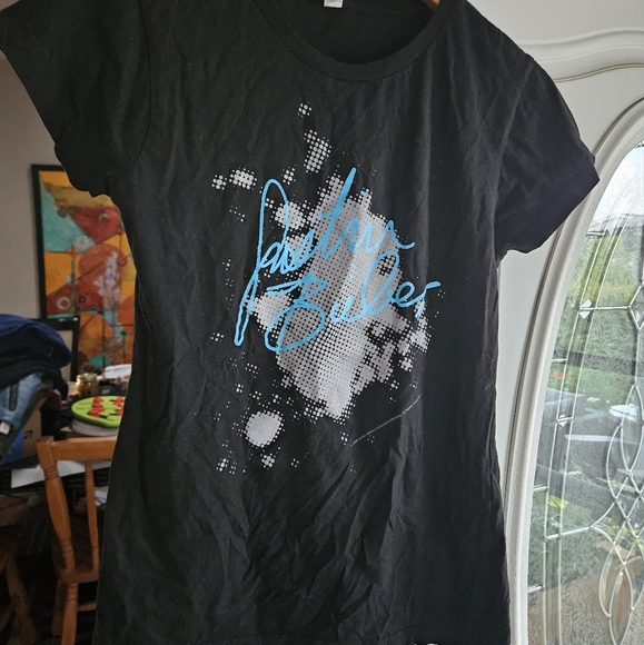 ๐3/$25๐ Vintage Justin Bieber~T-Shirt~Black~ Size L girls ~Authentic 2009 - Picture 1 of 8